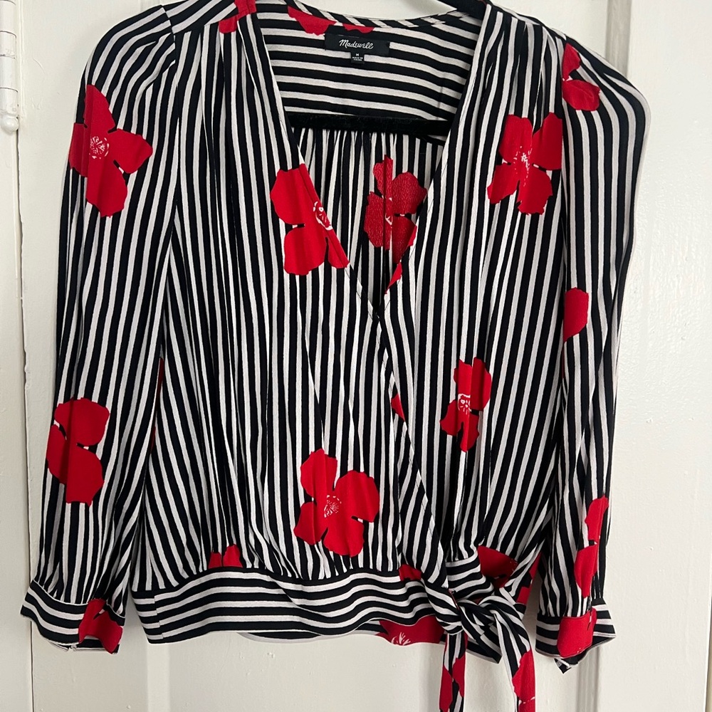 MADEWELL BLACK & WHITE STRIPED BLOUSE